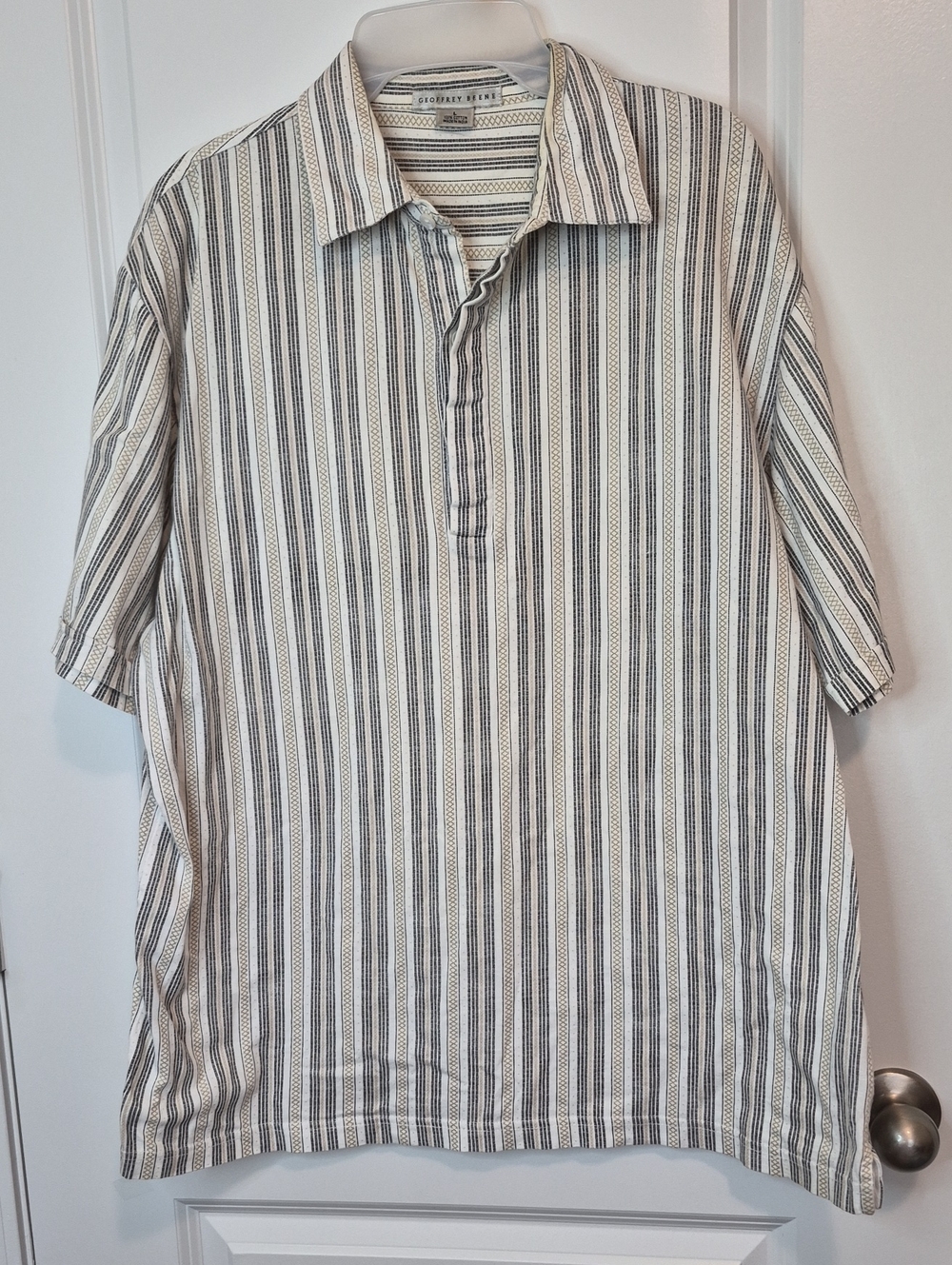 Geoffrey Beene Striped‎ Polo - White & Black